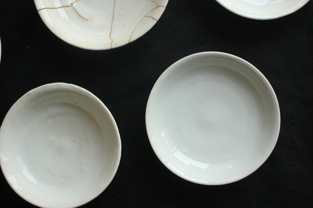 清代【白南京】中国古玩 江户時代 骨董 陶磁 白磁寿字紋 小皿 4客 清代