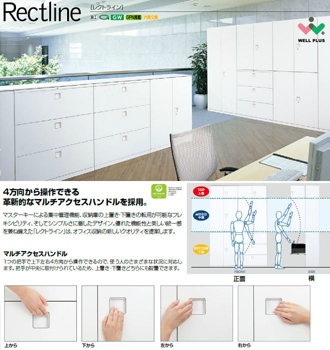 オカムラ レクトライン収納(Rectline) ラテラル書庫 3段 下置き用