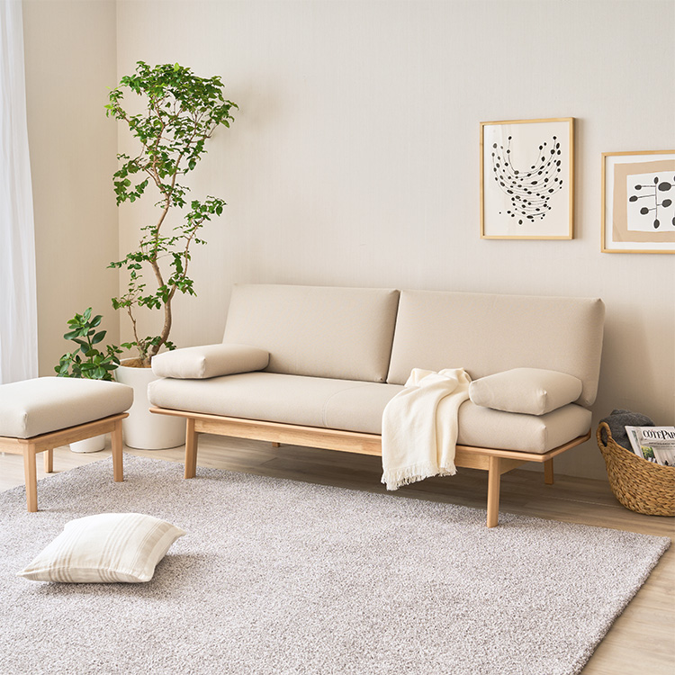 カリモク家具 ベージュ レザー ソファ カリモク レザー ソファ