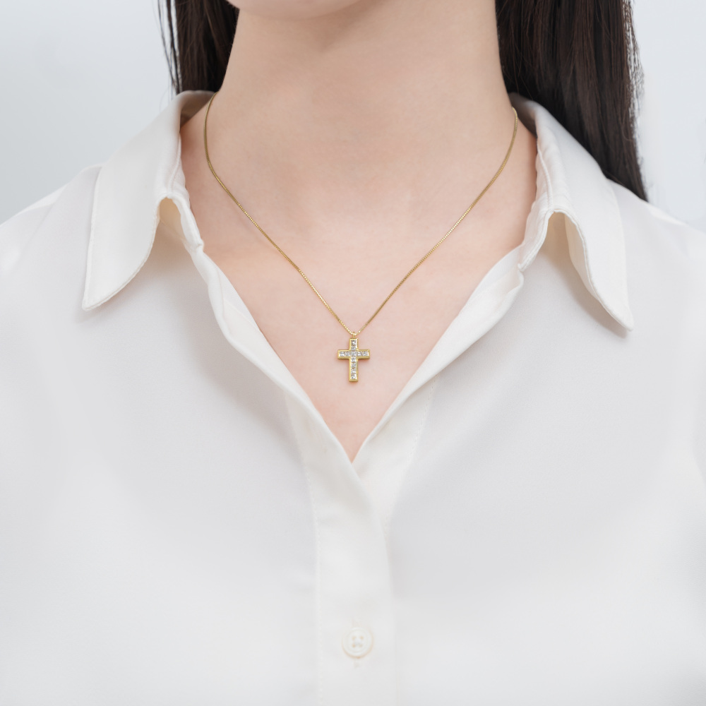 新品] ユキザキ リッチクロス イエローゴールド ネックレス 0.5ct