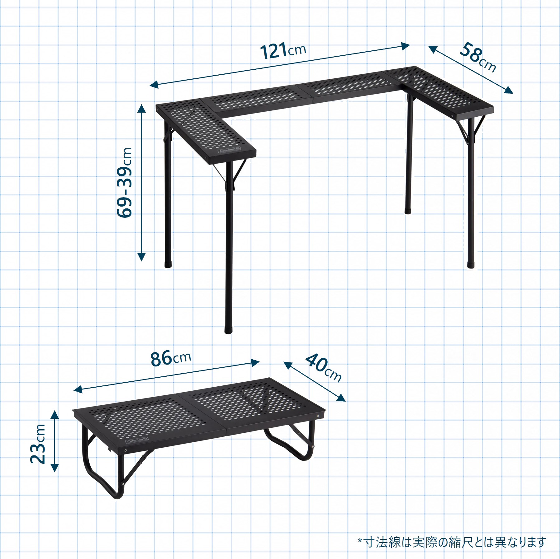 コールマン4つ折りBBQテーブル チャコールグリルセット 3ウェイ