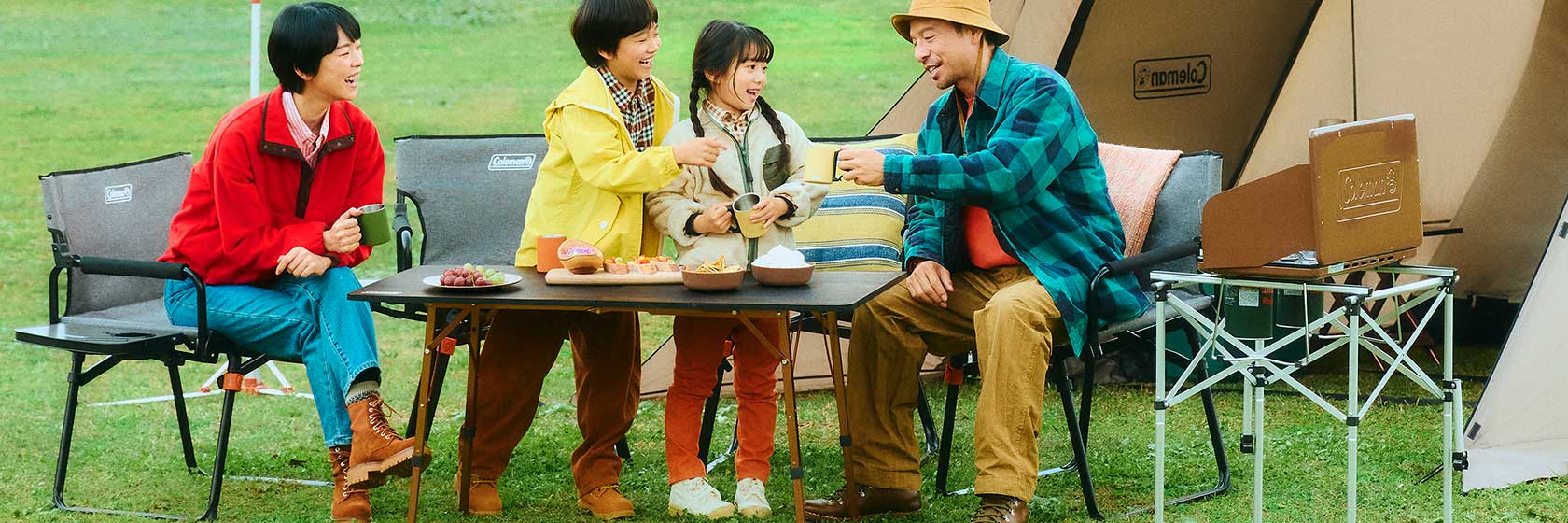 Coleman アウトドアテーブル 木目調 収納ケース付き テーブルの通販