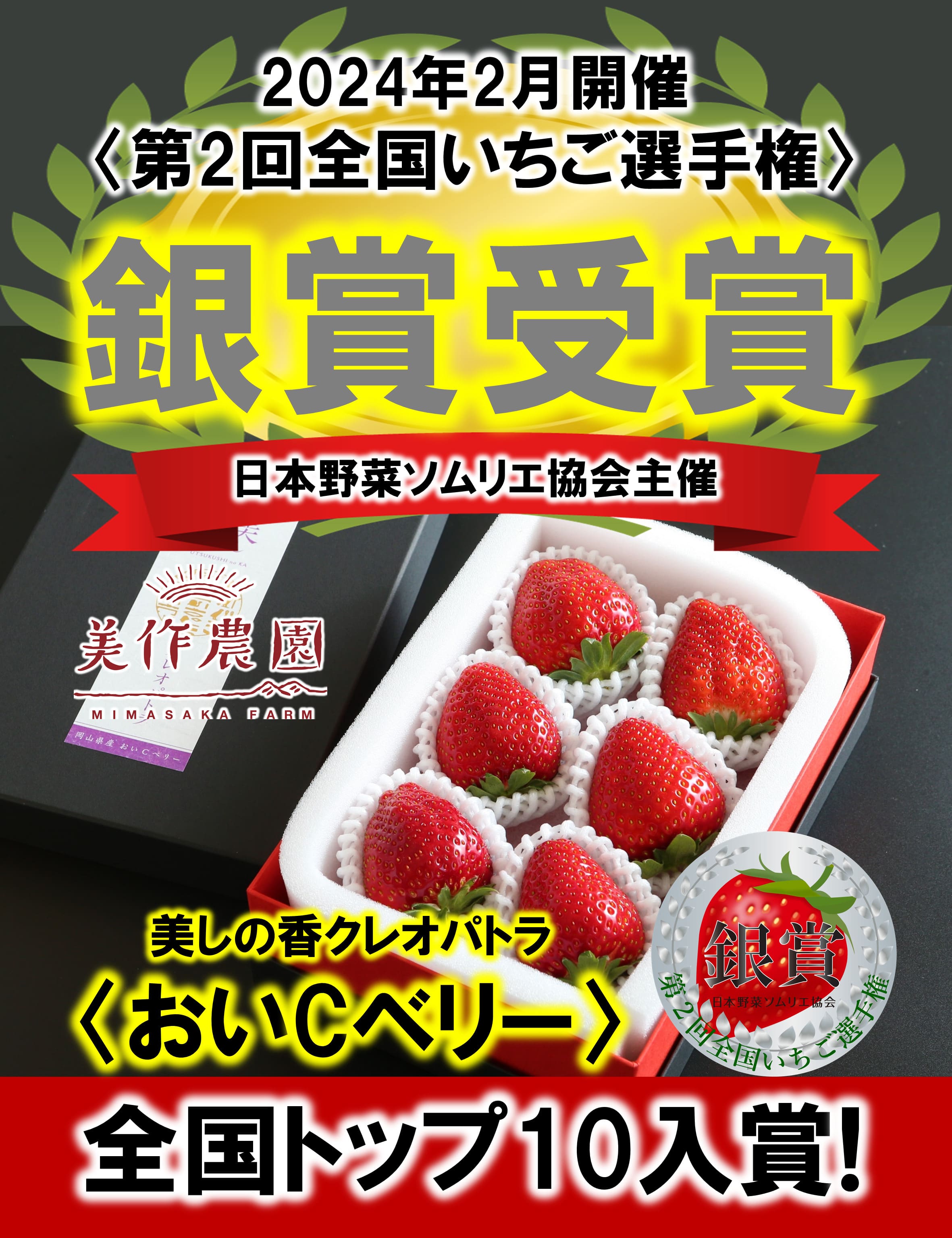 おいCベリー〕約400g 全国いちご選手権銀賞受賞！岡山県推奨ブランド