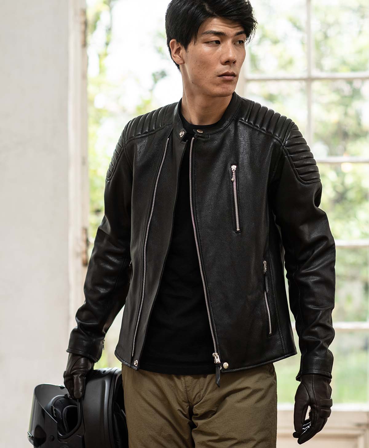 KADOYA ゴートレザーセミダブルジャケット FENNEL Lサイズ