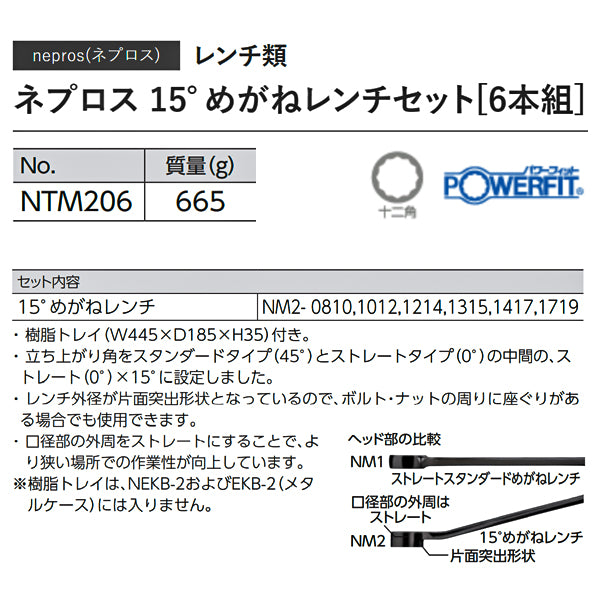 NEPROS NTM206 15°めがねレンチセット6本組 ネプロス