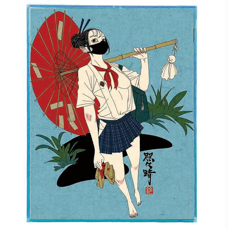 鈴木セイゴ 浮世絵風 原画 ポスター rice shortage サイン入り 129409-209-