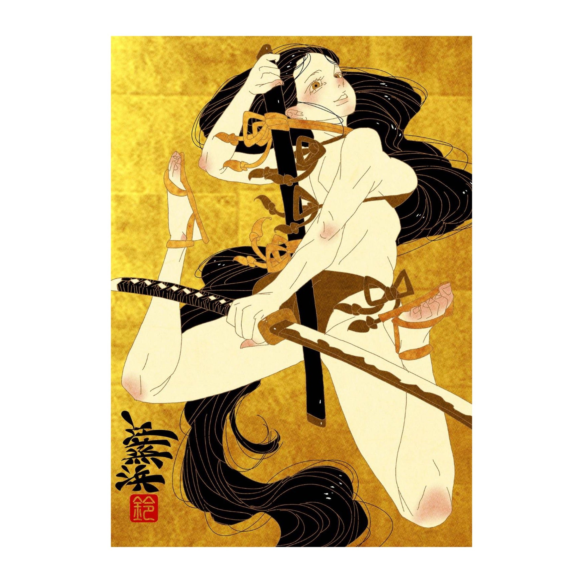 鈴木セイゴ 浮世絵風 原画 ポスター rice shortage サイン入り 129409-209-