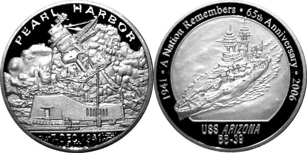 PEARL HARBOR 銀貨 65th anniversary 2006 2006 Pearl Harbor 65th
