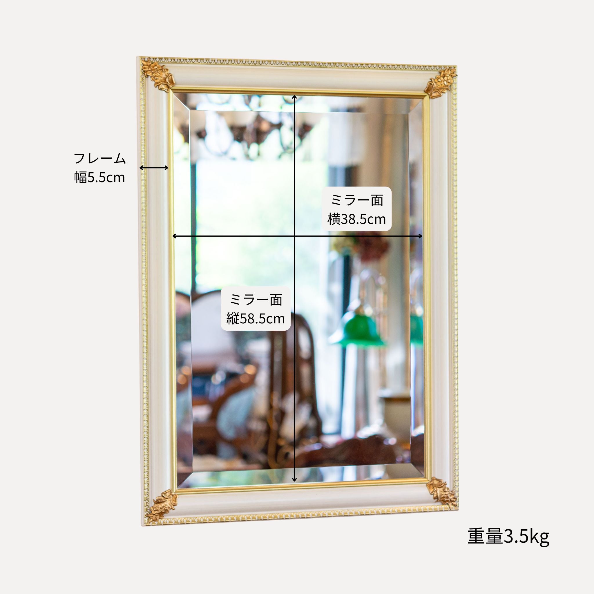 アウトレット】イタリア製 木製 ハンドペイント ウォールミラー 壁掛け