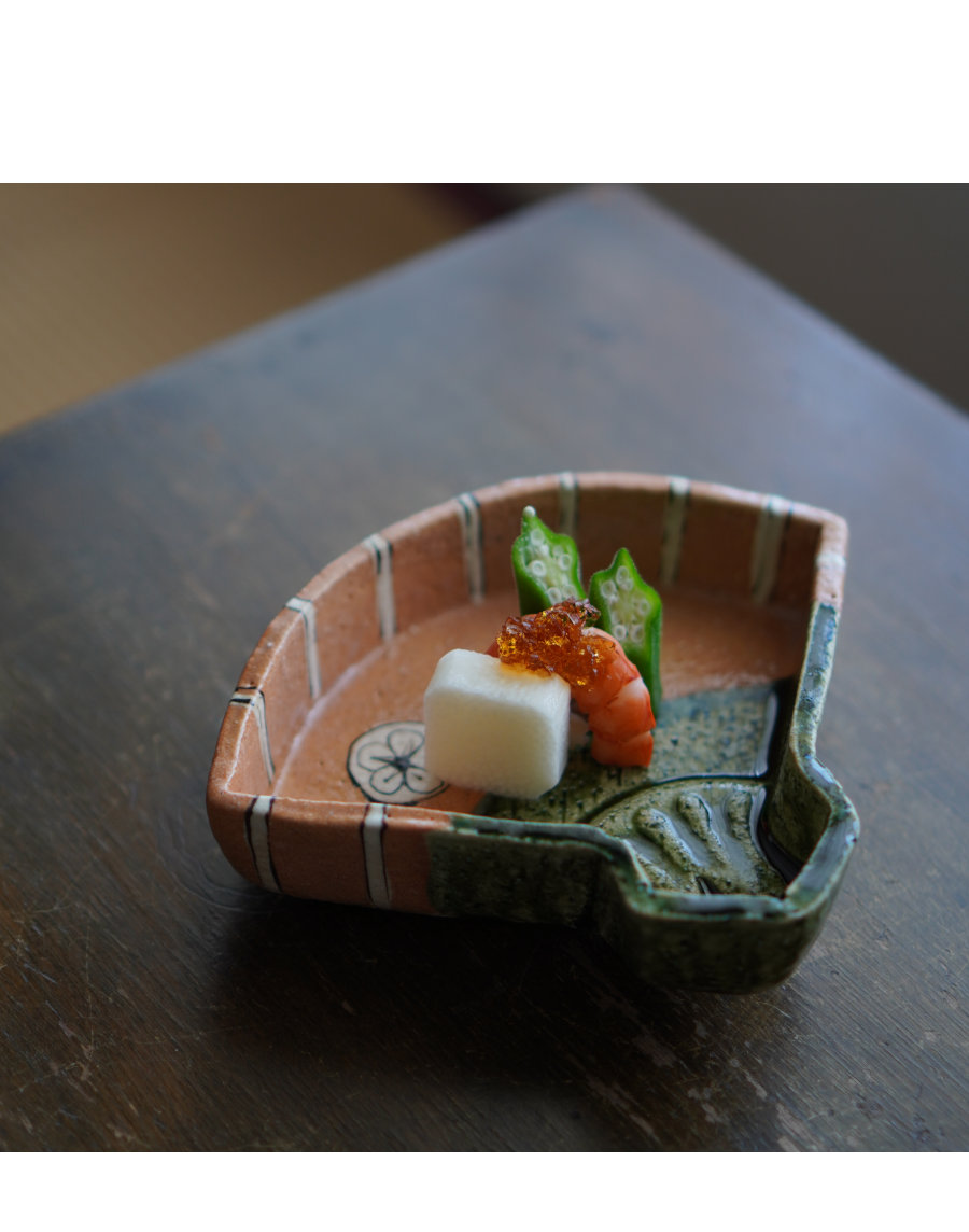 織部焼 扇形 向付 5客 Yahoo!オークション -「向付 扇面」(織部) (美濃