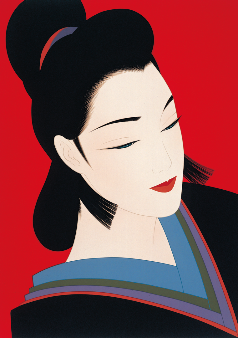 真作□鶴田一郎 版画 GENJI 紫の上 直筆サイン□絵画 美人画