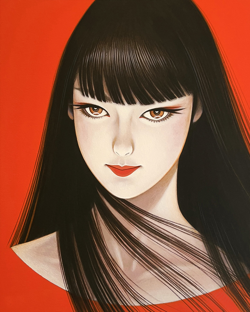 作者名：鶴田一郎・画題：人物・技法：複製画