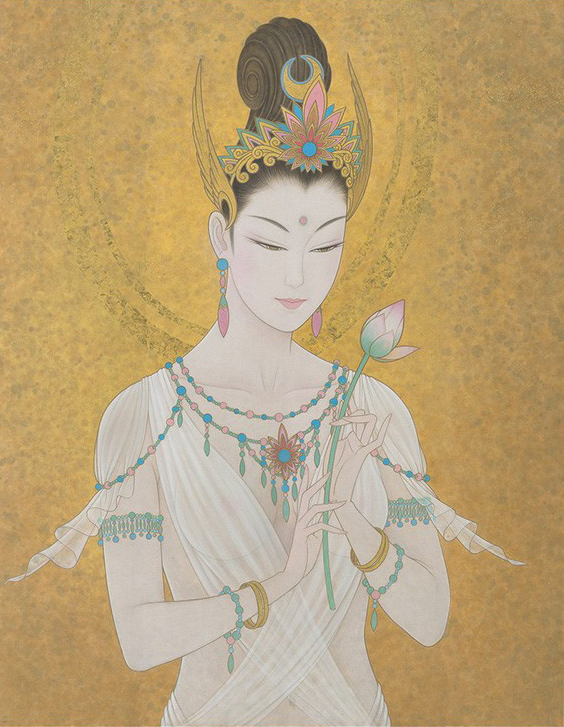 真作□鶴田一郎 版画 GENJI 紫の上 直筆サイン□絵画 美人画 ノエビア