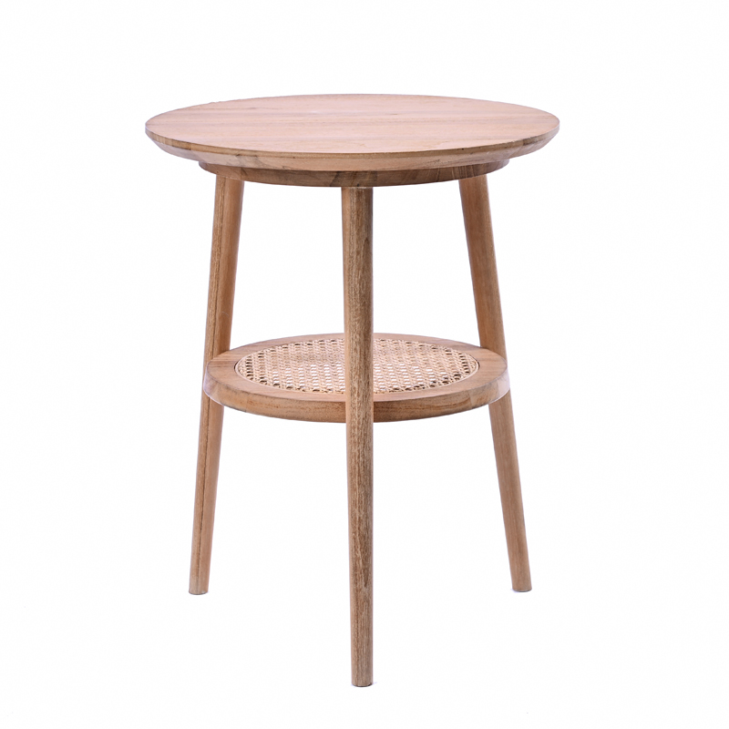 T038XP チーク無垢材 ラタン サイドテーブル | 【SR-net】Sunflower