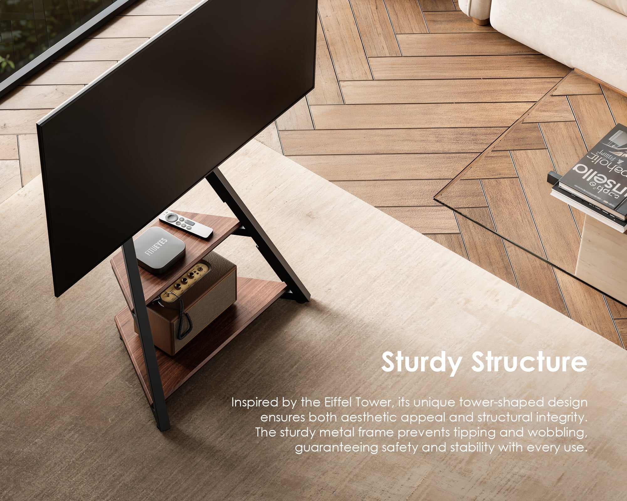 FITUEYES Eiffel FT65 TV Stand – Modern & Durable Design