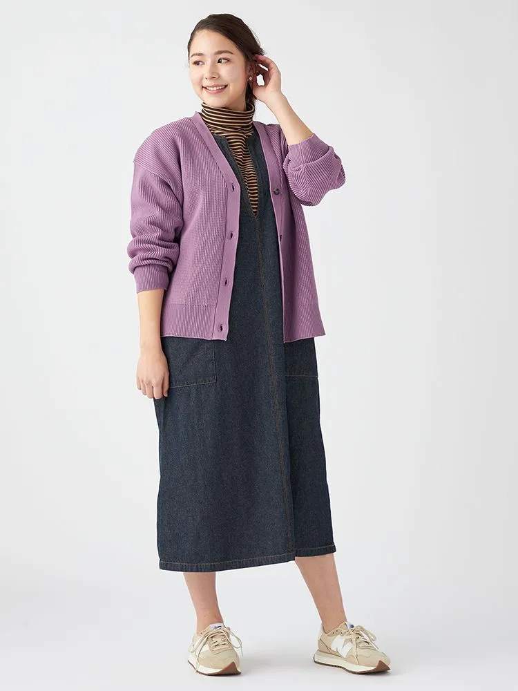 サックス 【No Jean(ノージーン)】デニムキーネックジャンパースカート