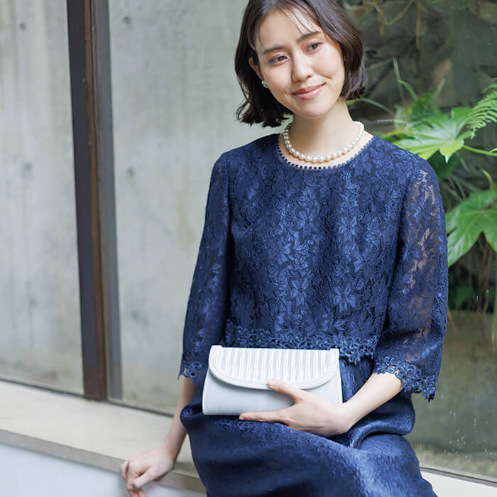 フクレジャカードのマザードレス 13号・ネイビー｜東京ソワール