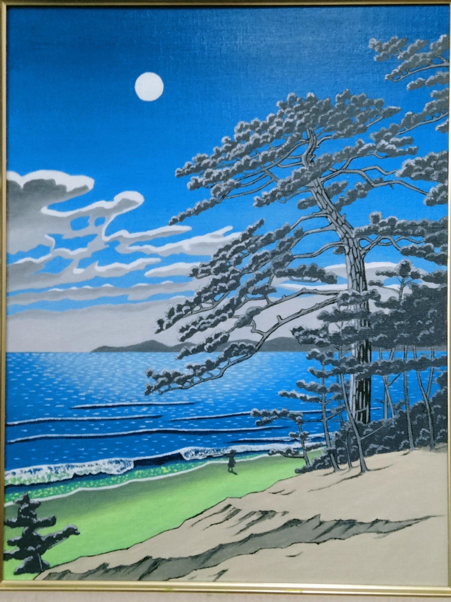 ☆海の見える白樺並木・谷村一男肉筆油彩画・F6 絵画の通販、購入なら