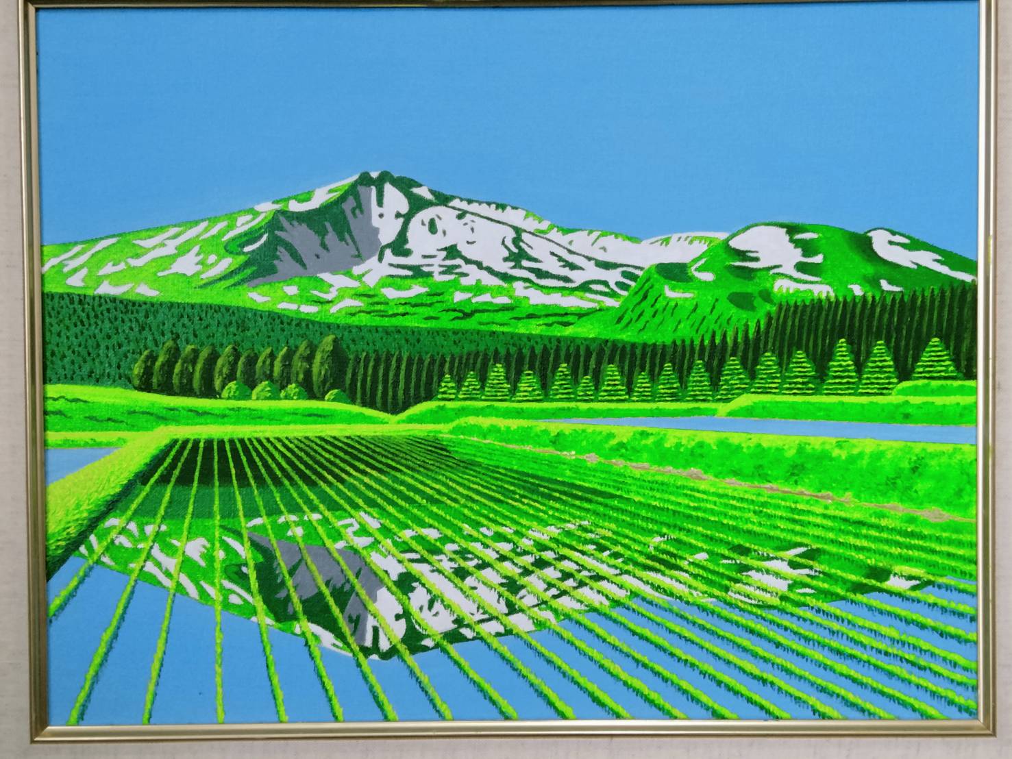 絵画 アクリル画 原画 風景画 『山間の村』 真作】絵画 小島一谿 日本