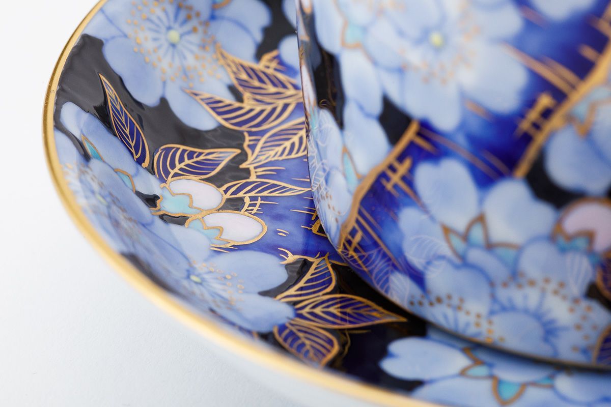 1845 深川製磁 菜の花 紅茶碗皿 金彩 未使用 1845 深川製磁 菜の花