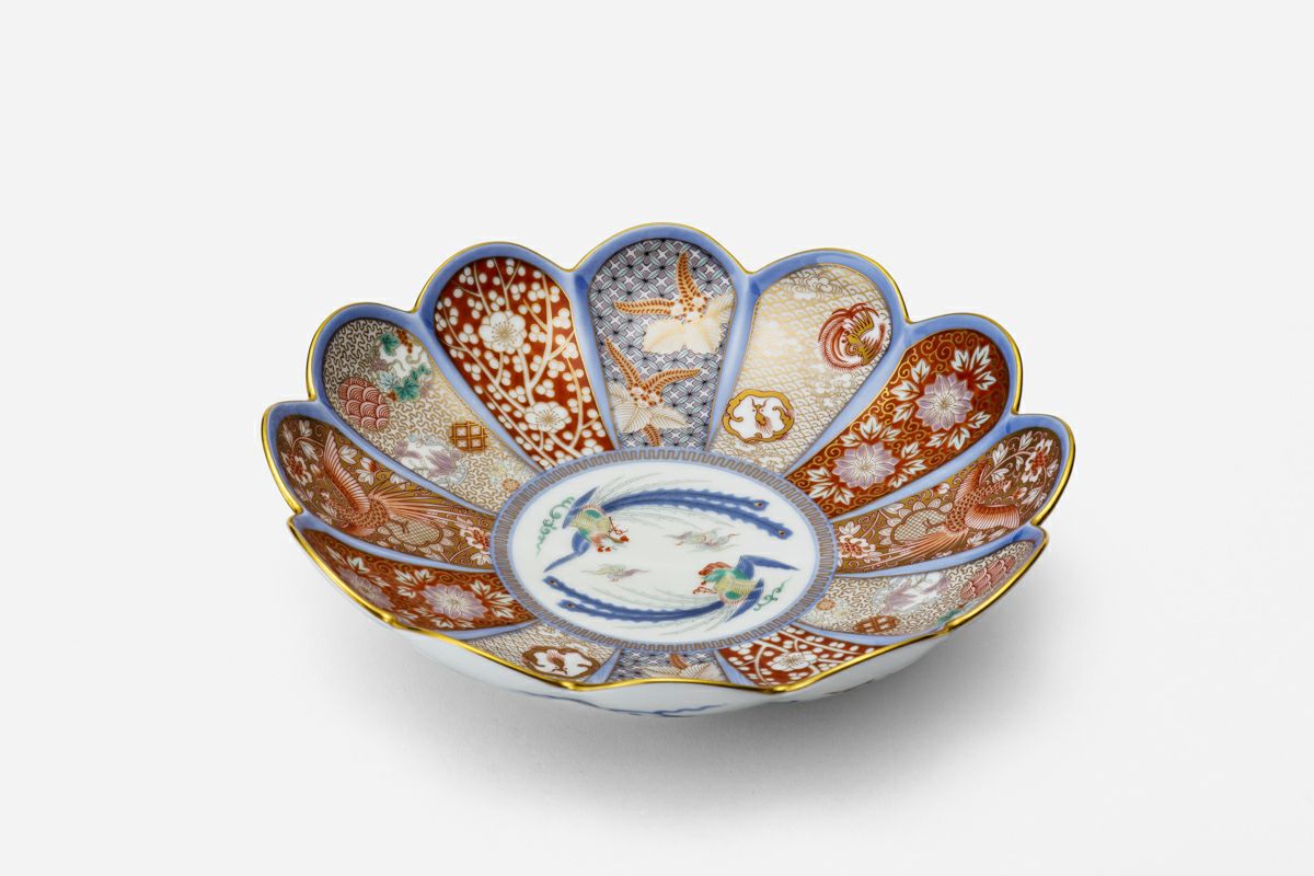 1638 深川製磁 鶴文 菓子鉢 金彩 未使用 1638 深川製磁 鶴文 菓子鉢