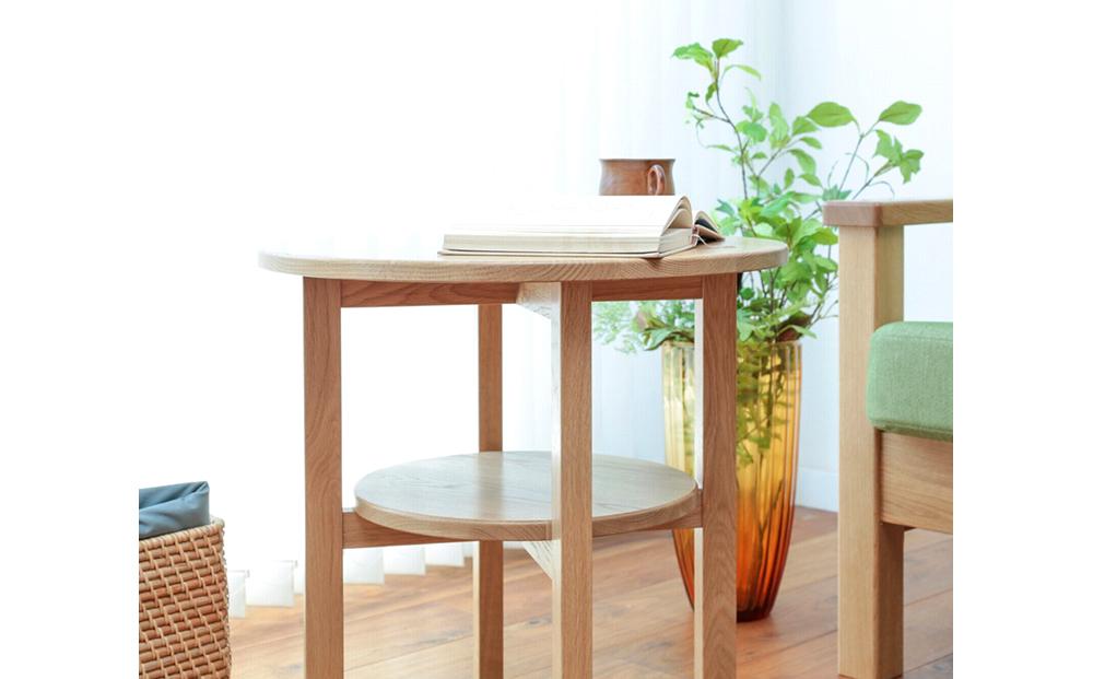 旭川家具 MUKU工房オリジナル MUKU(ムク)サイドテーブル ナラ 【 国産